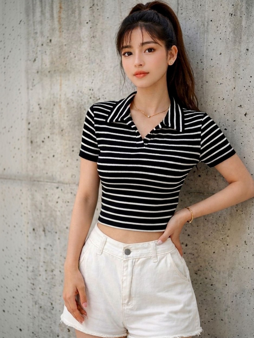ZEROZABAR Pack Of 2 Striped Crop Tops
