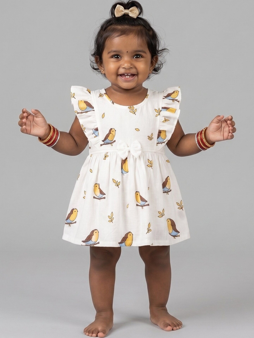 LITTLE APPLE Print Organic Cotton A-Line Dress