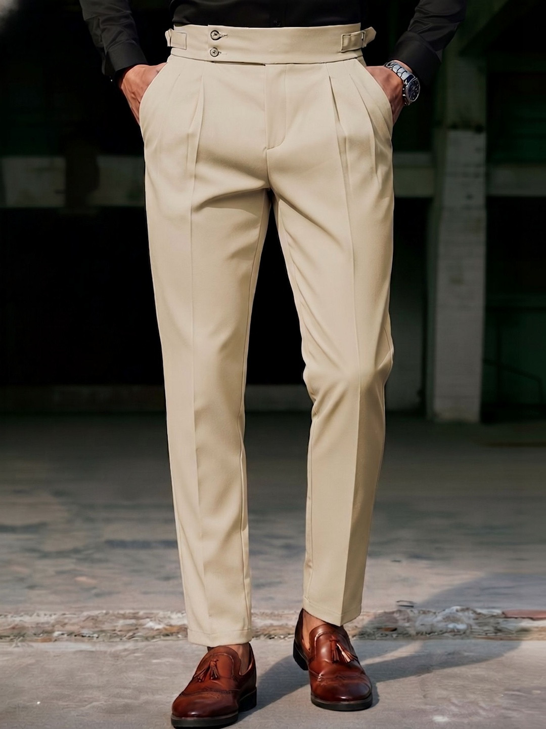 STREETVIBES Men Classic Pleated Gurkha Pants - Image 1