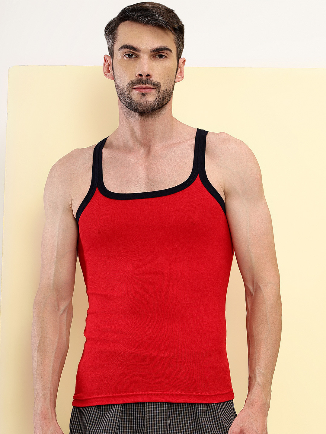 T.T. Desire Premium Ribbed Square Neck Pure Cotton Gym Vest