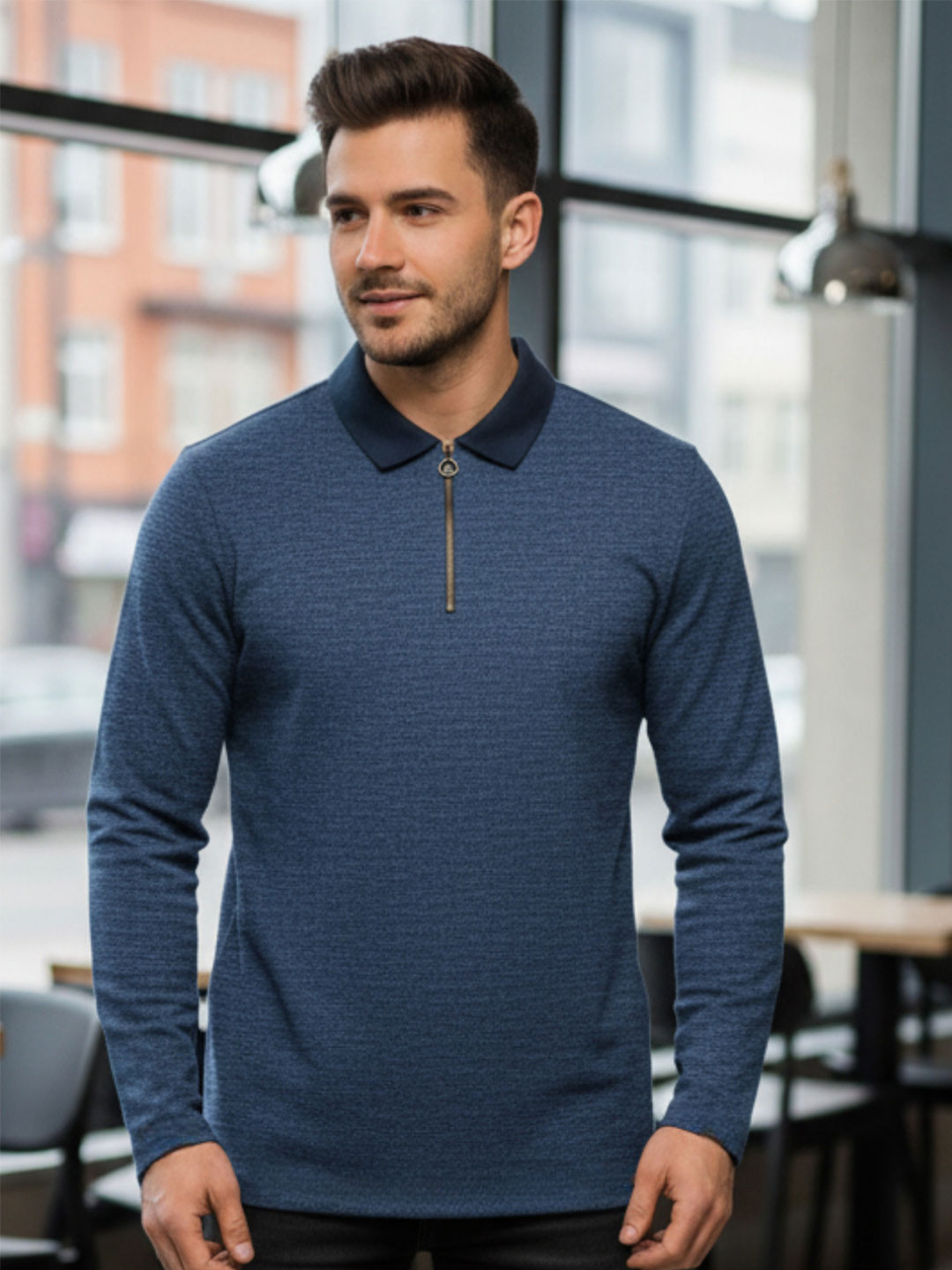 HERE&NOW Men Polo Collar T-shirt
