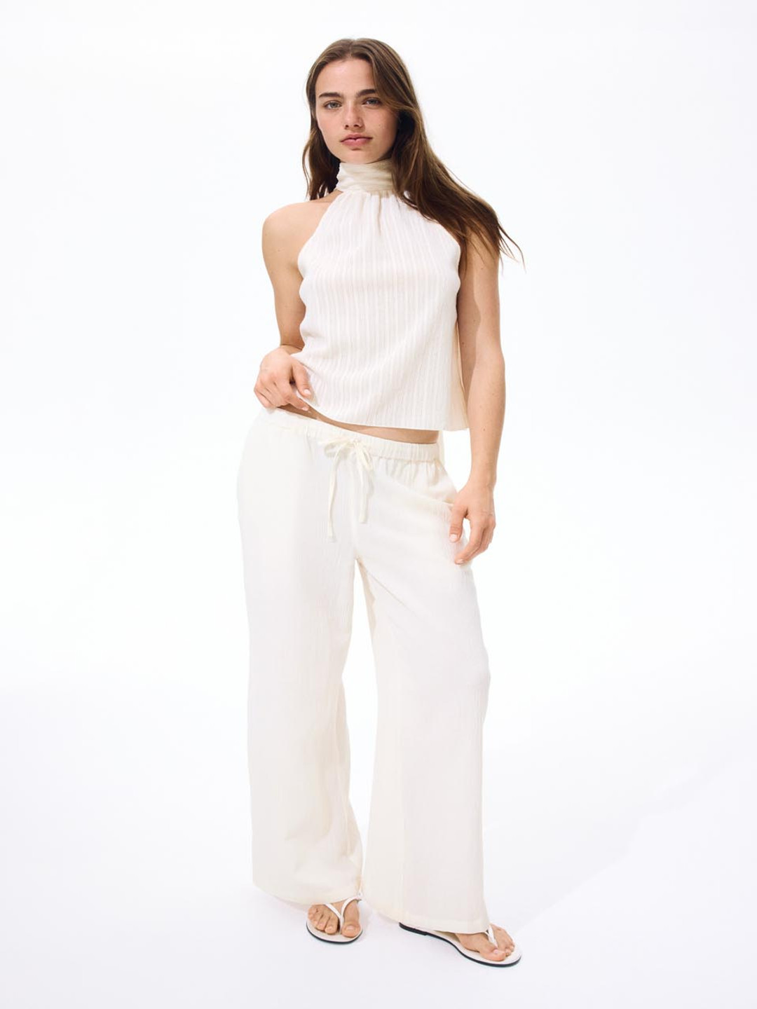 H&M Linen-Blend Drawstring Trousers