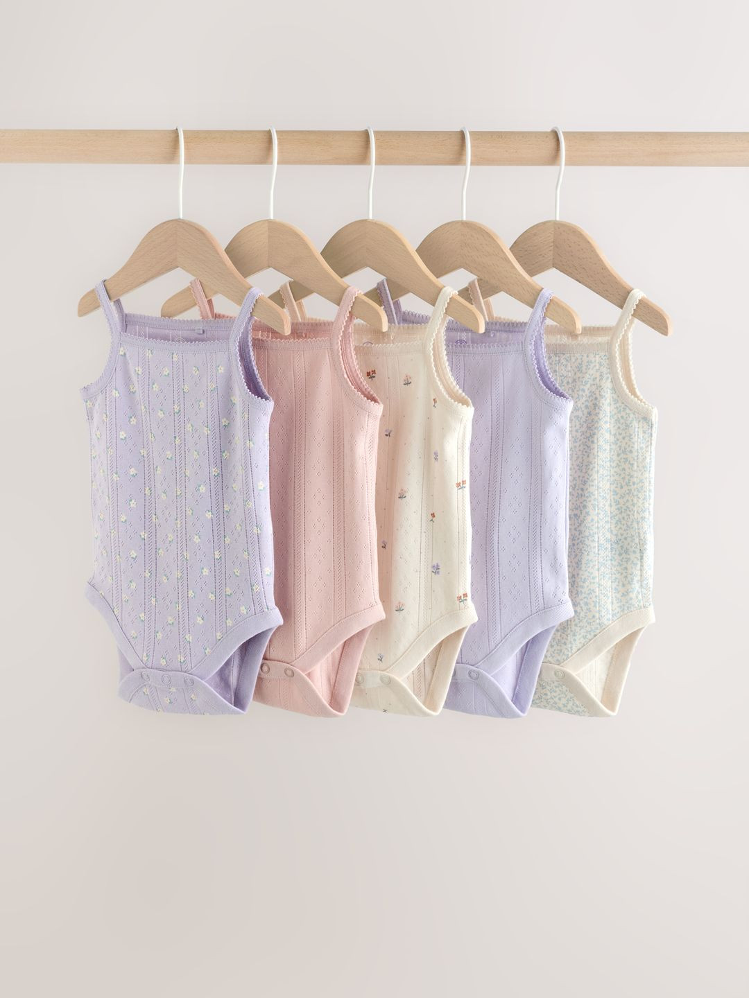 NEXT Infant Girls Pack Of 5 Printed Pure Cotton Bodysuits