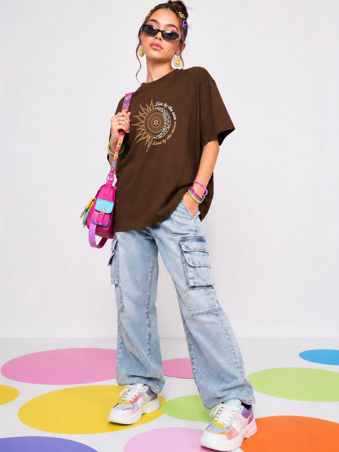 Neon Femme Graphic Printed Drop-Shoulder Sleeves Cotton Oversized T-shirt