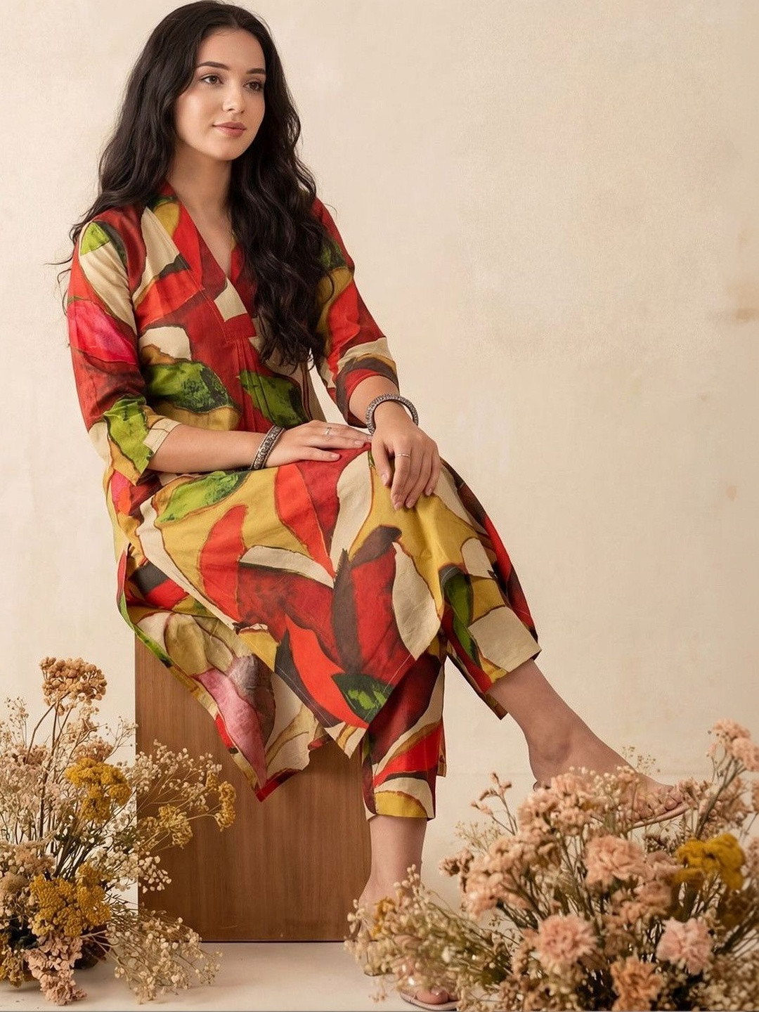 Moda Rapido Women Printed Regular Kurta with Trousers