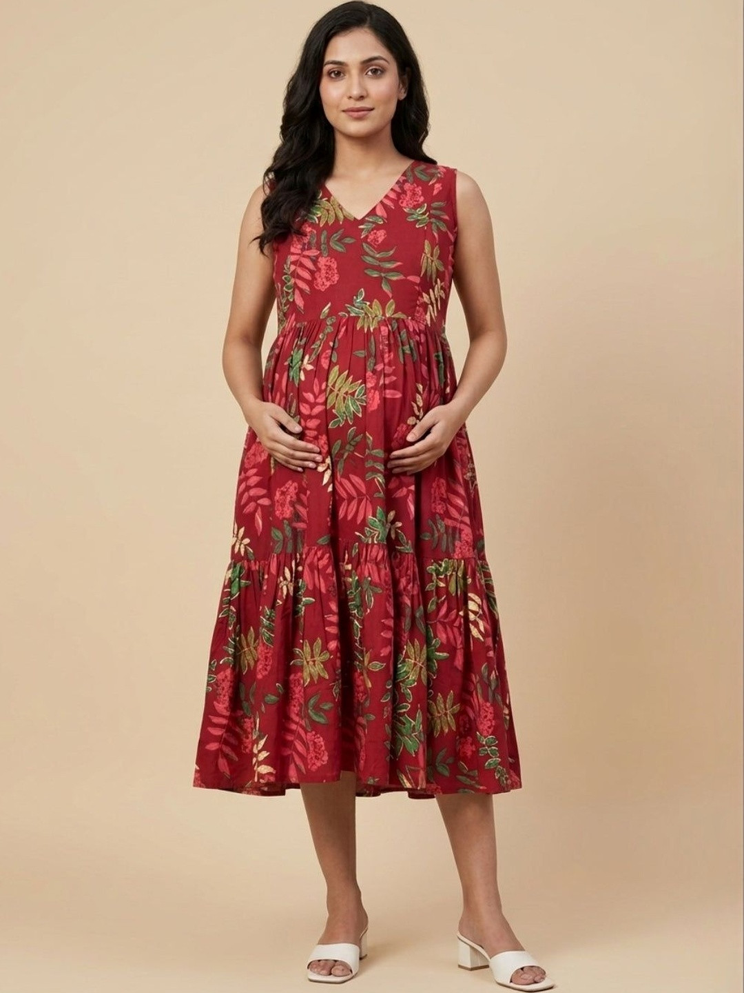 The Mom Store Floral Print Midi Dress