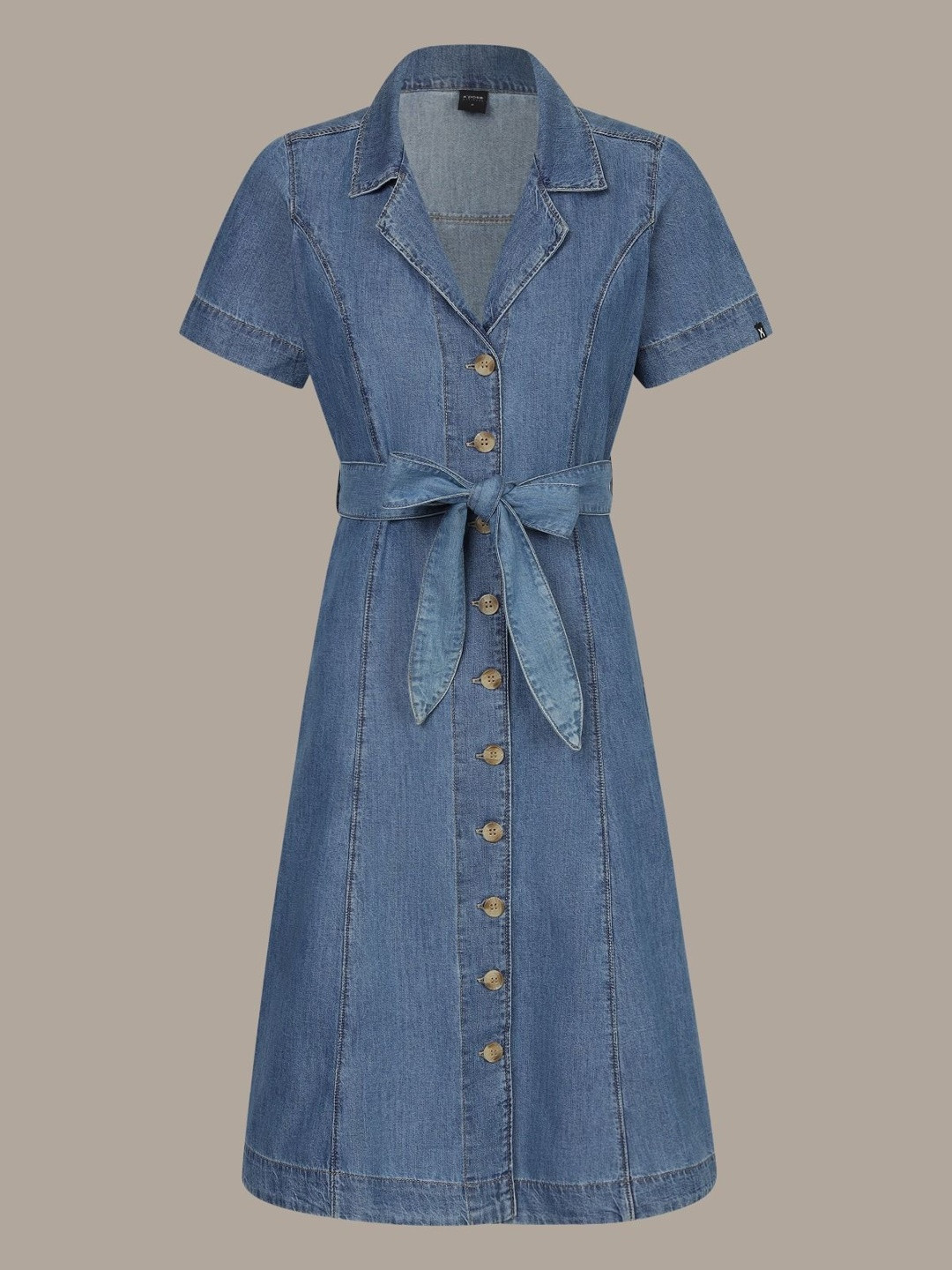 Xpose Women Solid Shirt Collar Wrap Midi Dress