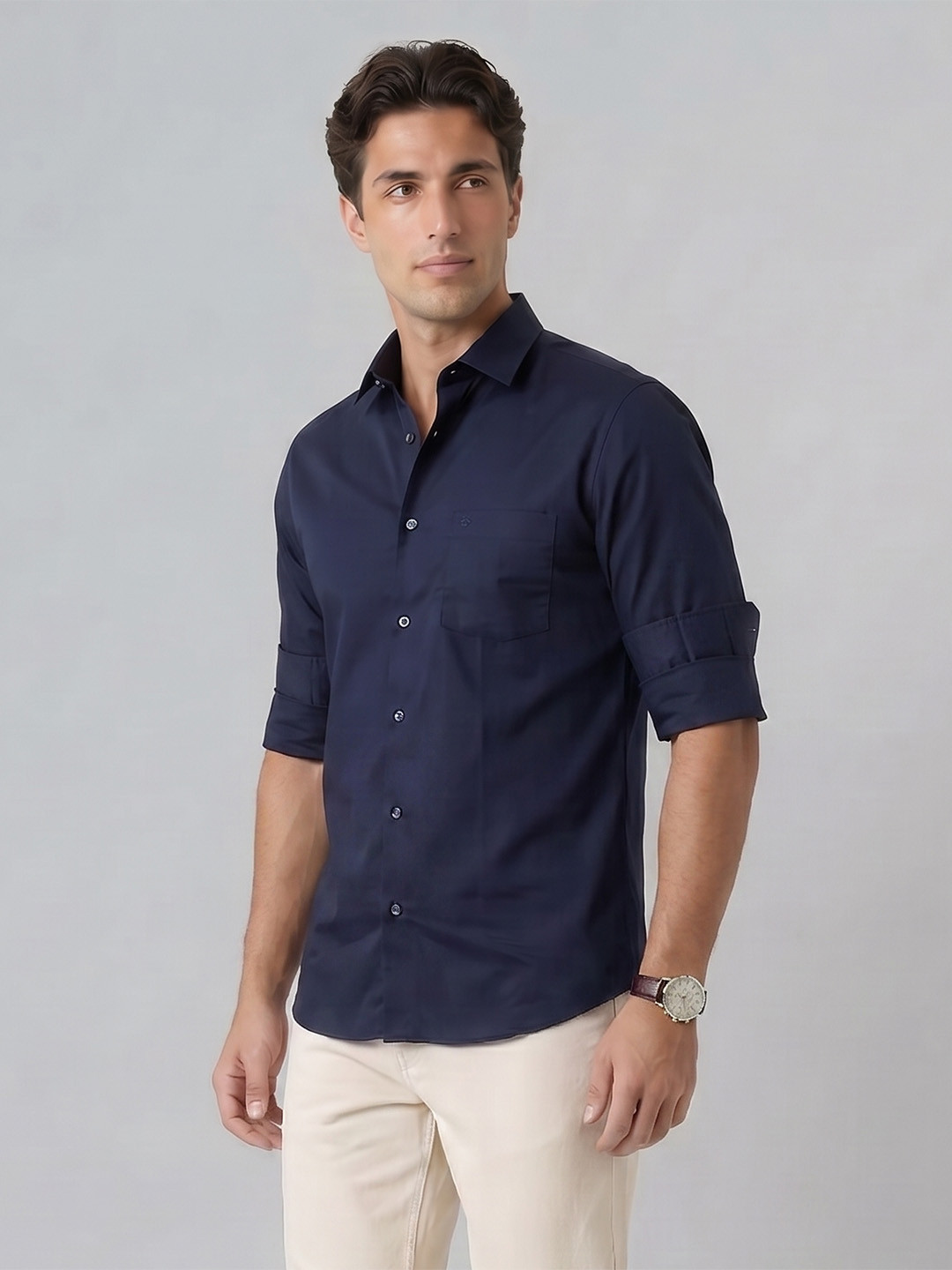 Indian Terrain Spread Collar Pure Cotton Casual Shirt