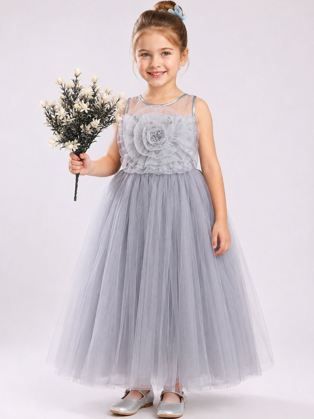Toy Balloon kids Applique Net Maxi Dress