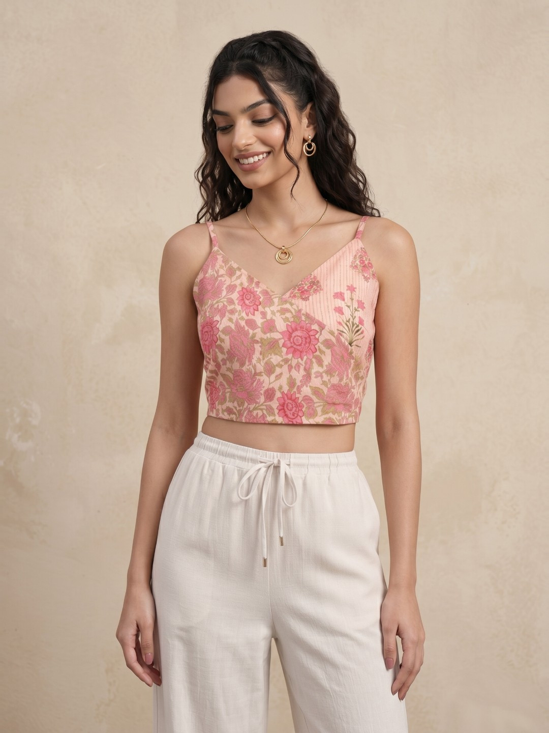 fusion by glitchez Floral Print Wrap Crop Top