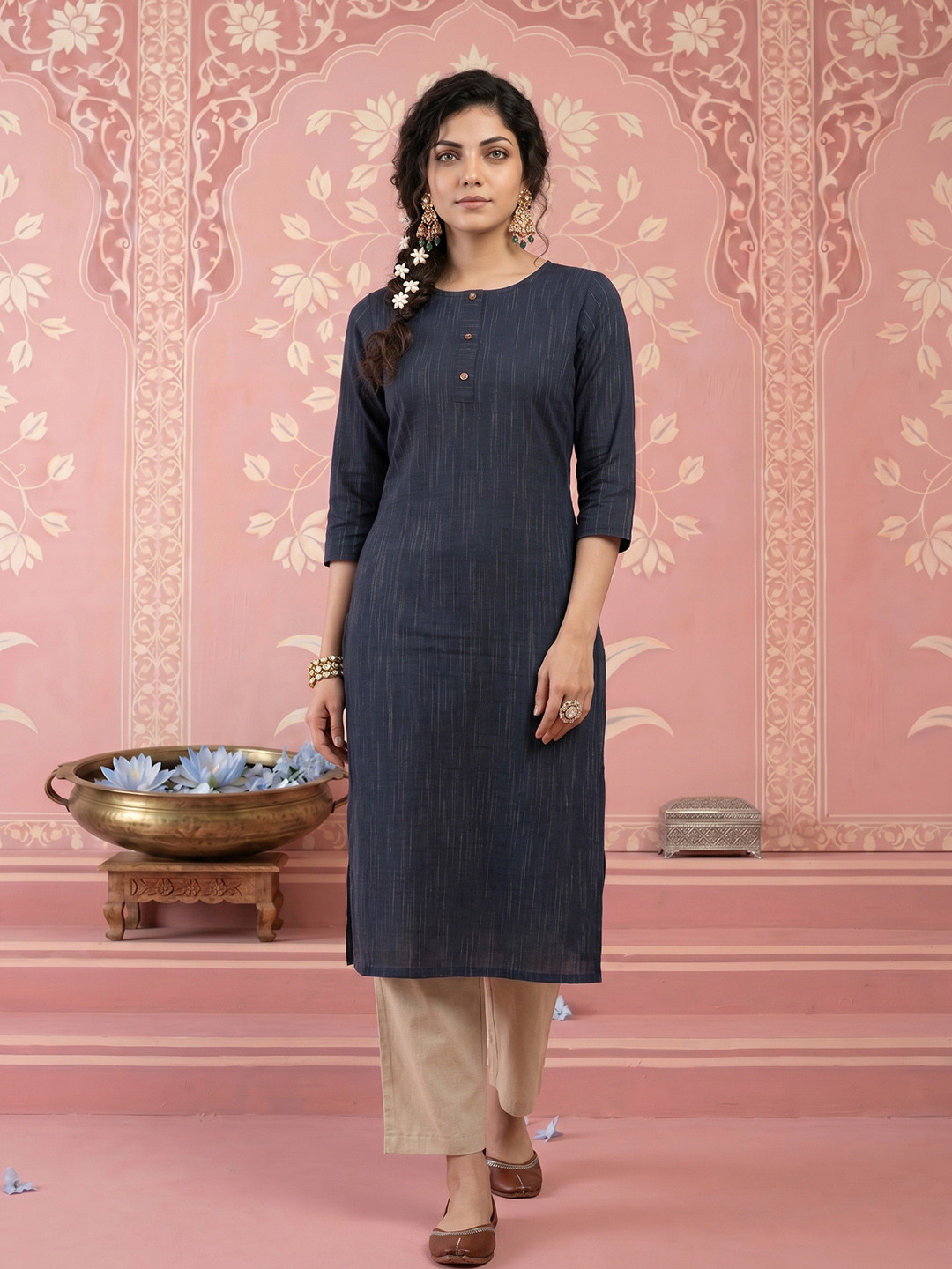 NAVYAAZRI Women Summer Sheers Kurta