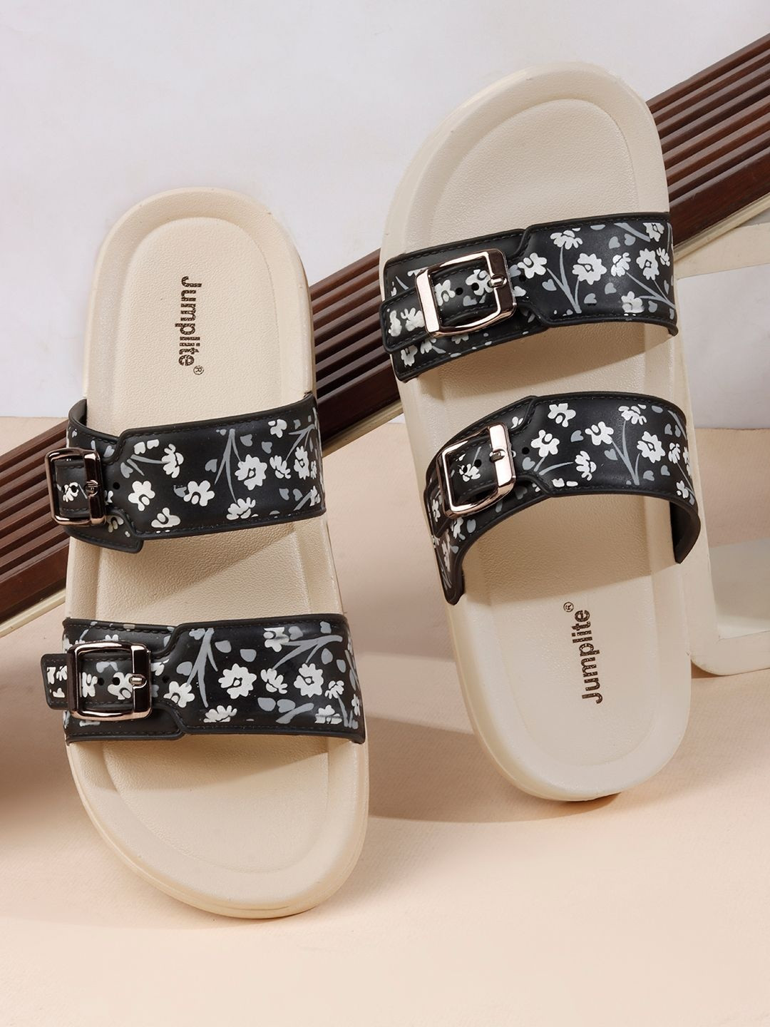 JUMPLITE Women Printed Open Toe Flats with Bows