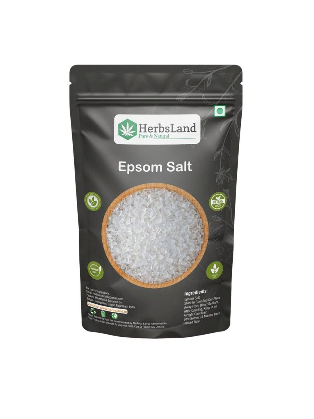 HerbsLand Epsom Salt For Faster Plant Growth & Muscle Relaxation - 250 g