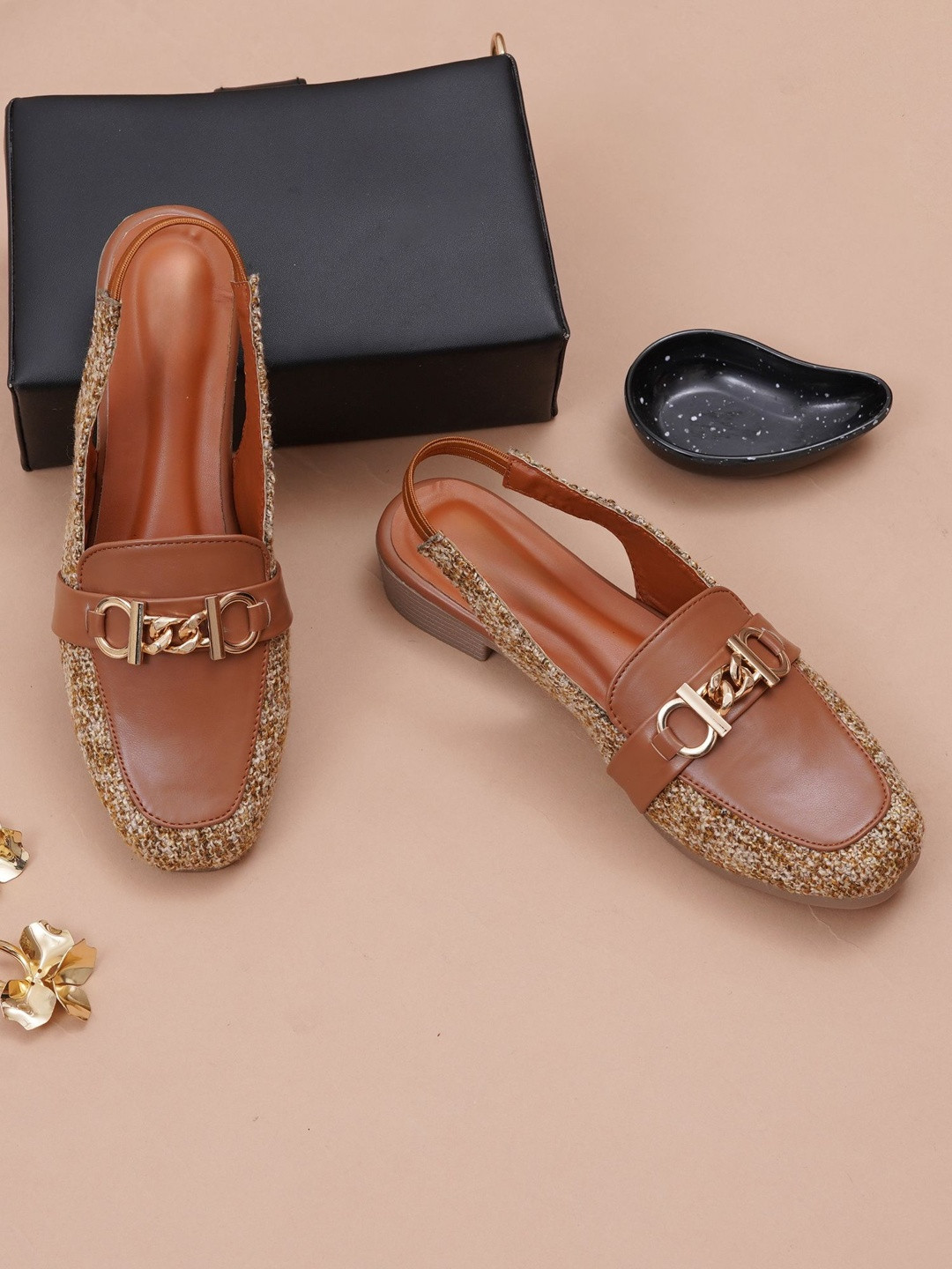 Try Me Women Textured Mules with Buckles Flats