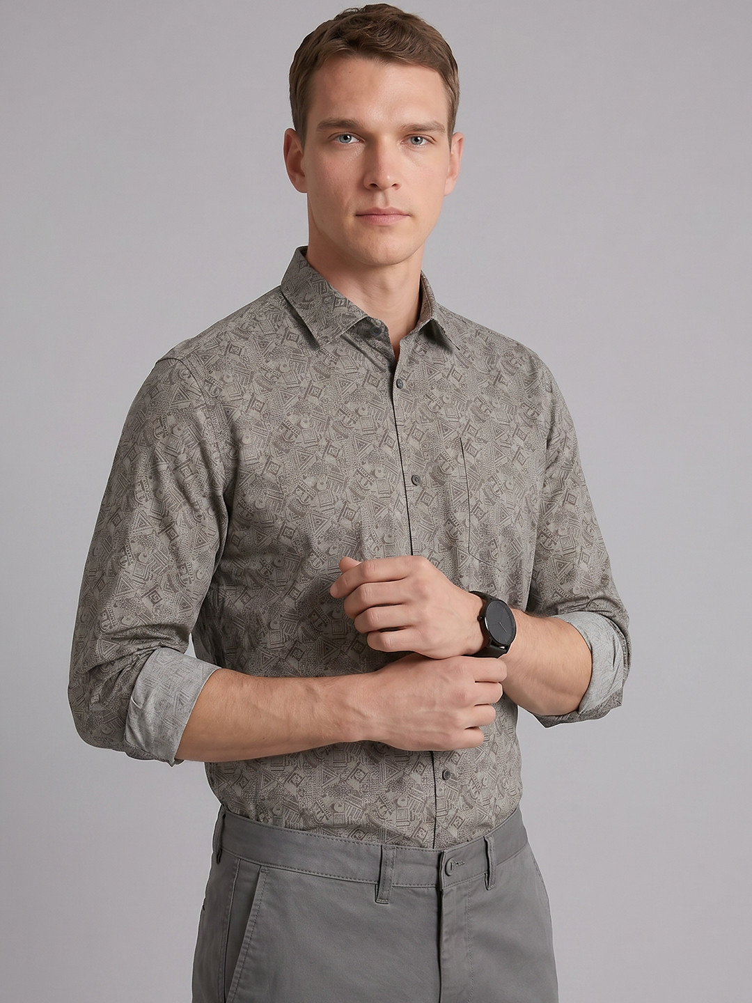 Blackberrys Slim Fit Abstract Printed Pure Cotton Casual Shirt