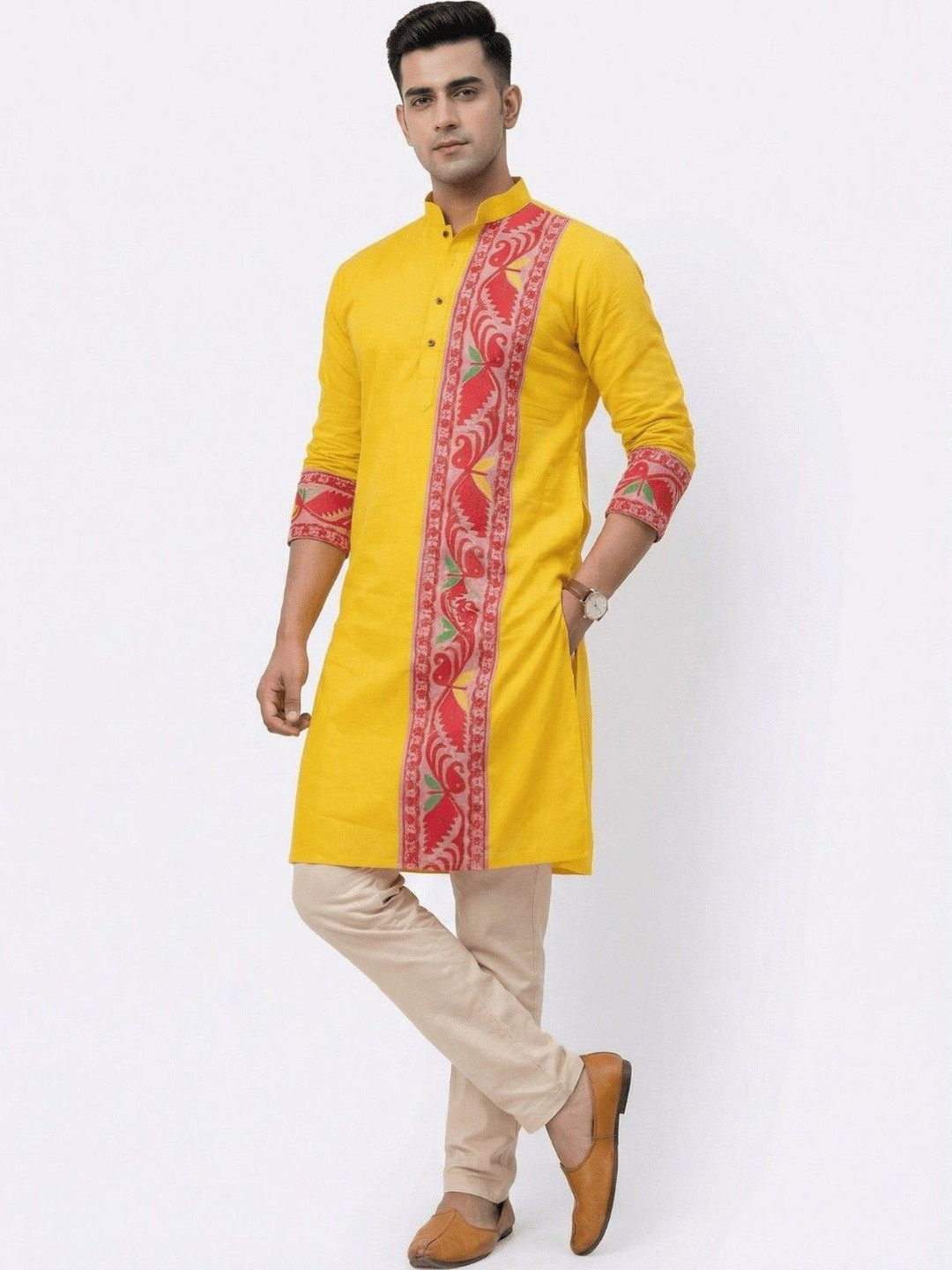 GOURI COLLECTIONS Men Pure Cotton Printed Kurta Pyjama Set