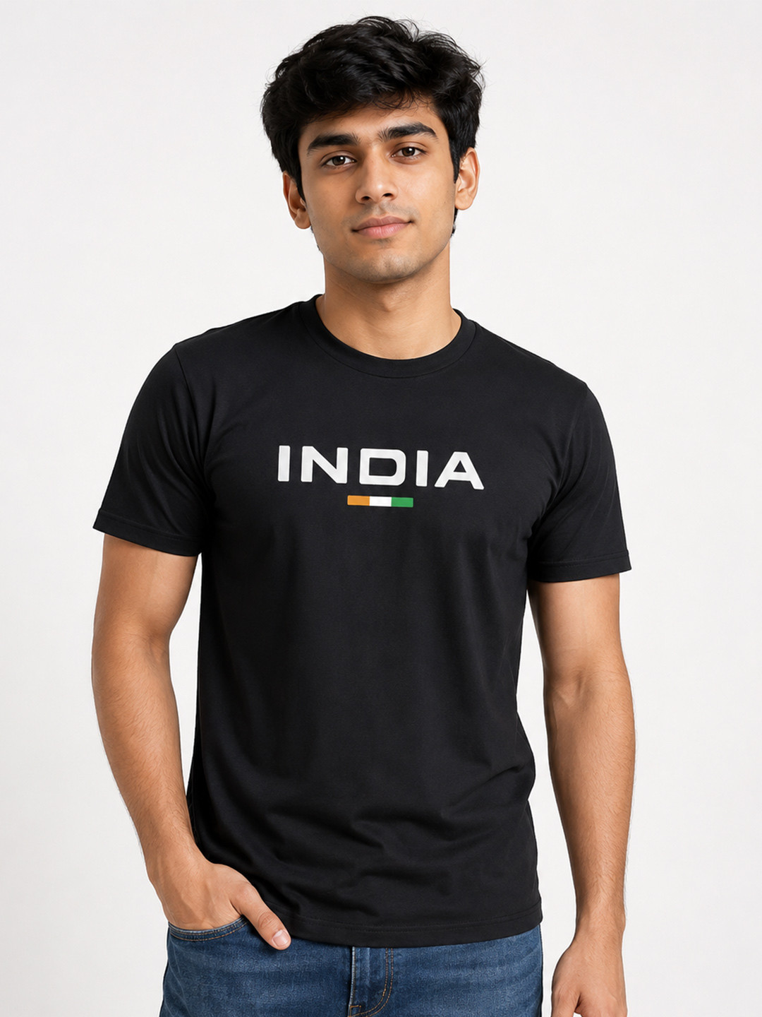 Warrior World Men Black Typography Printed Cotton Round Neck T-shirt