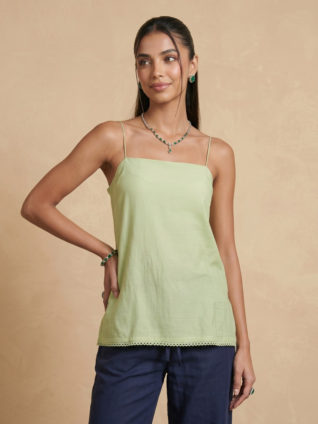 fusion by glitchez Shoulder Straps Thread Work Detail Straight Republic Day Kurti