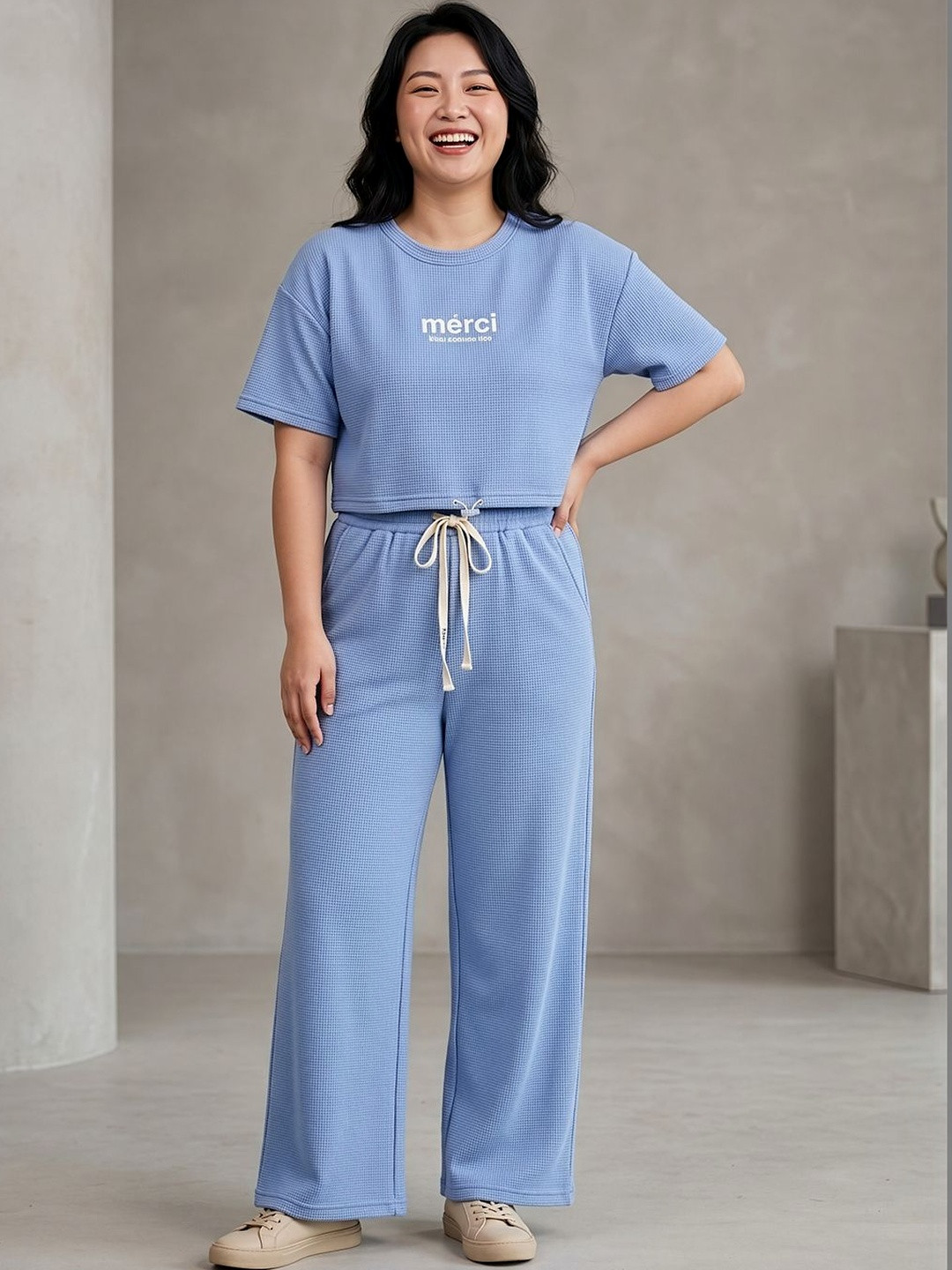 Stem Rope Women Solid Co-ord Set