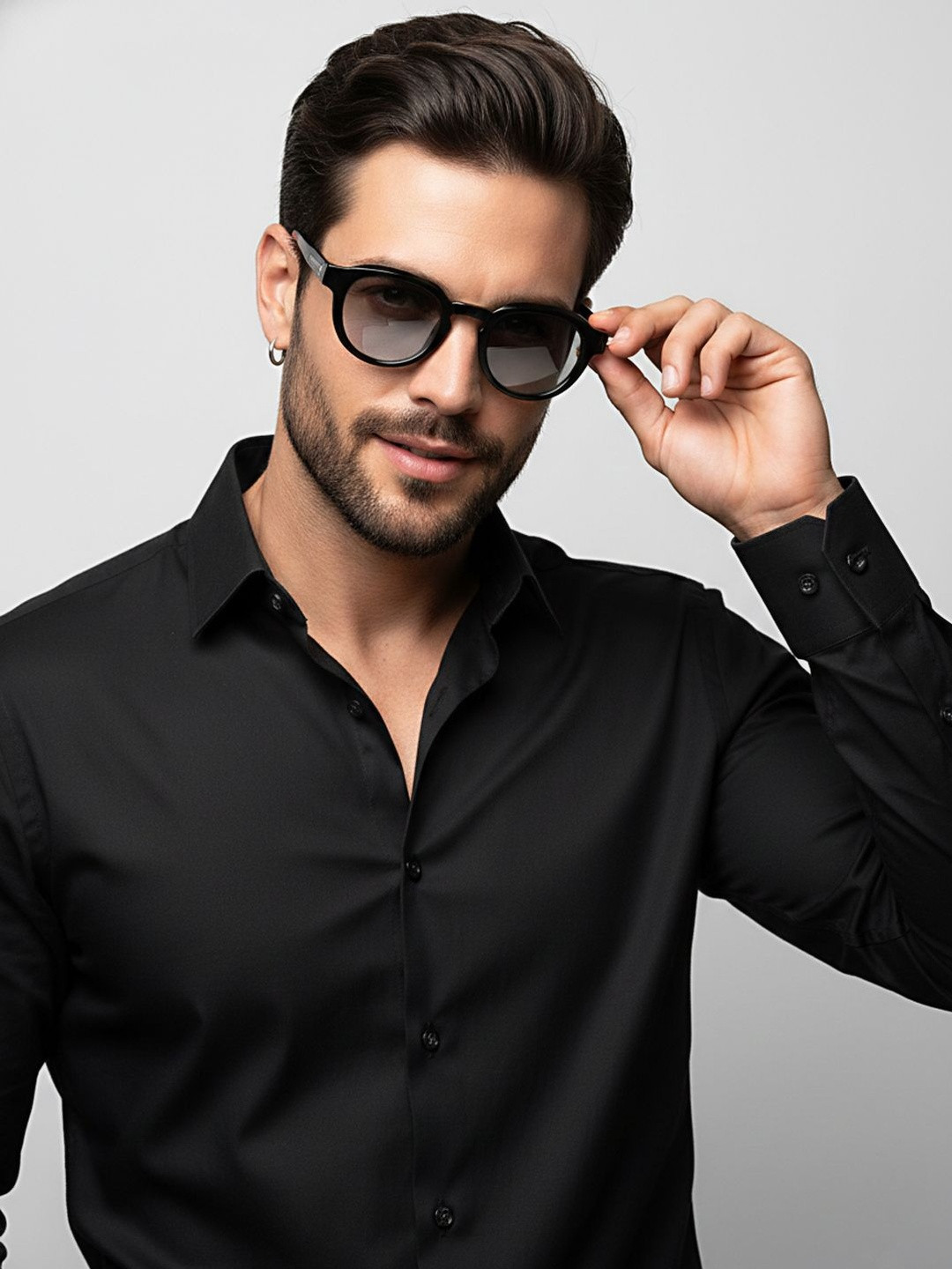 SZN Unisex Grey Lens & Black Round Sunglasses with