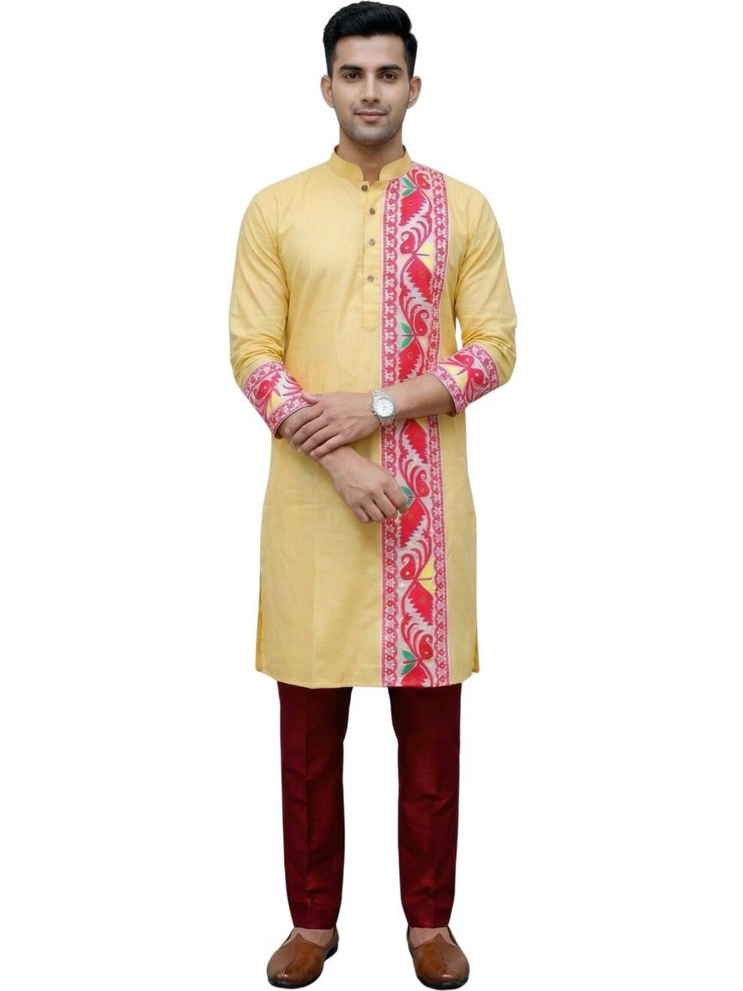 GOURI COLLECTIONS Men Pure Cotton Printed Kurta Pyjama Set