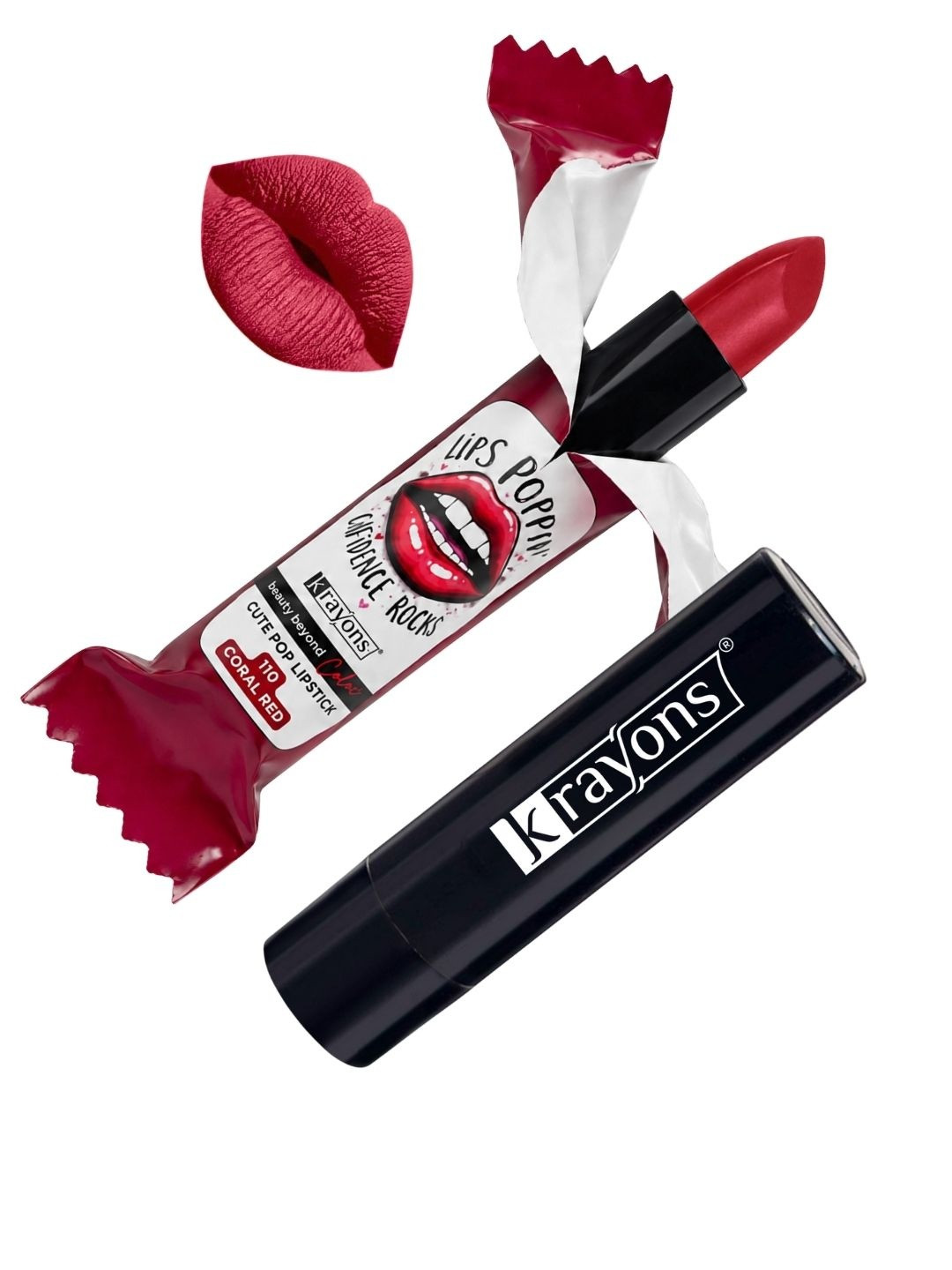 krayons Cute Pop Matte Lipstick - Coral Red 110 - 3.5 g