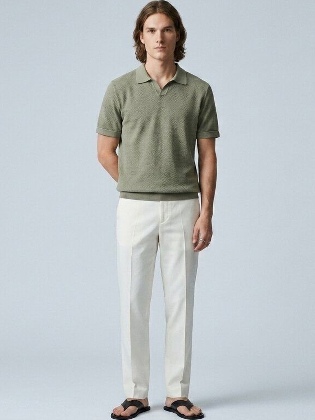 SAINT PEACH Men Polo Collar Slim Fit T-shirt