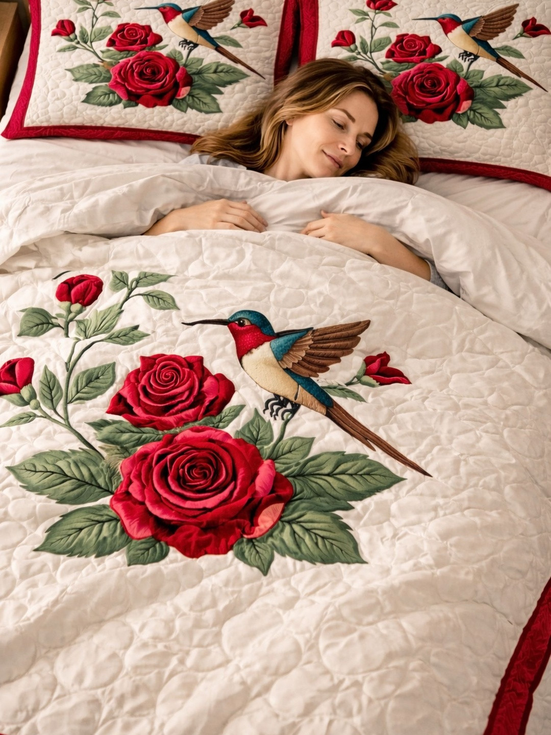 ButterThread Cream-Coloured Floral 150 TC King Bedsheet with 2 Pillow Covers