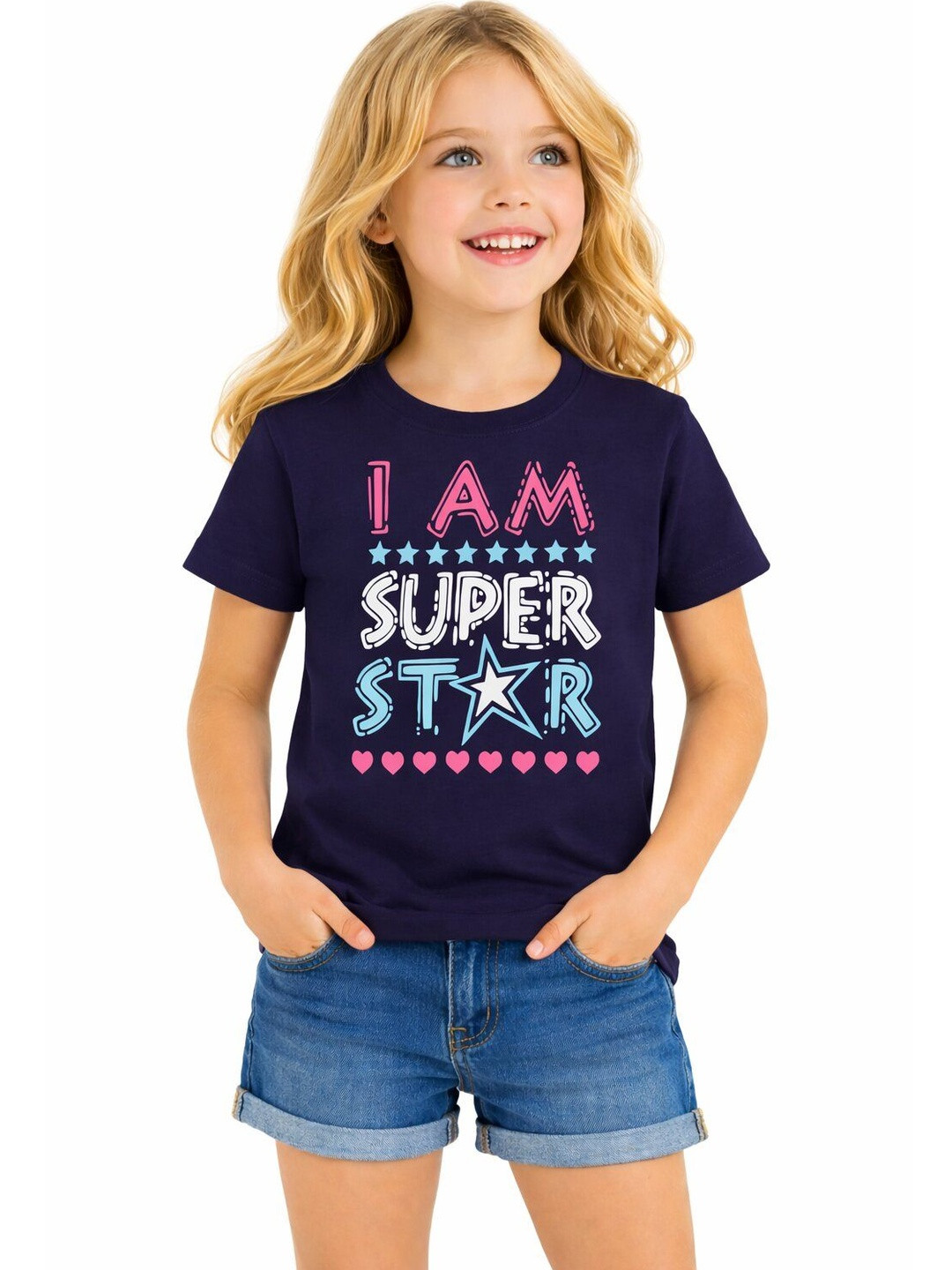 DYCA Girls Typography Printed Round Neck Half Sleeves Tshirt