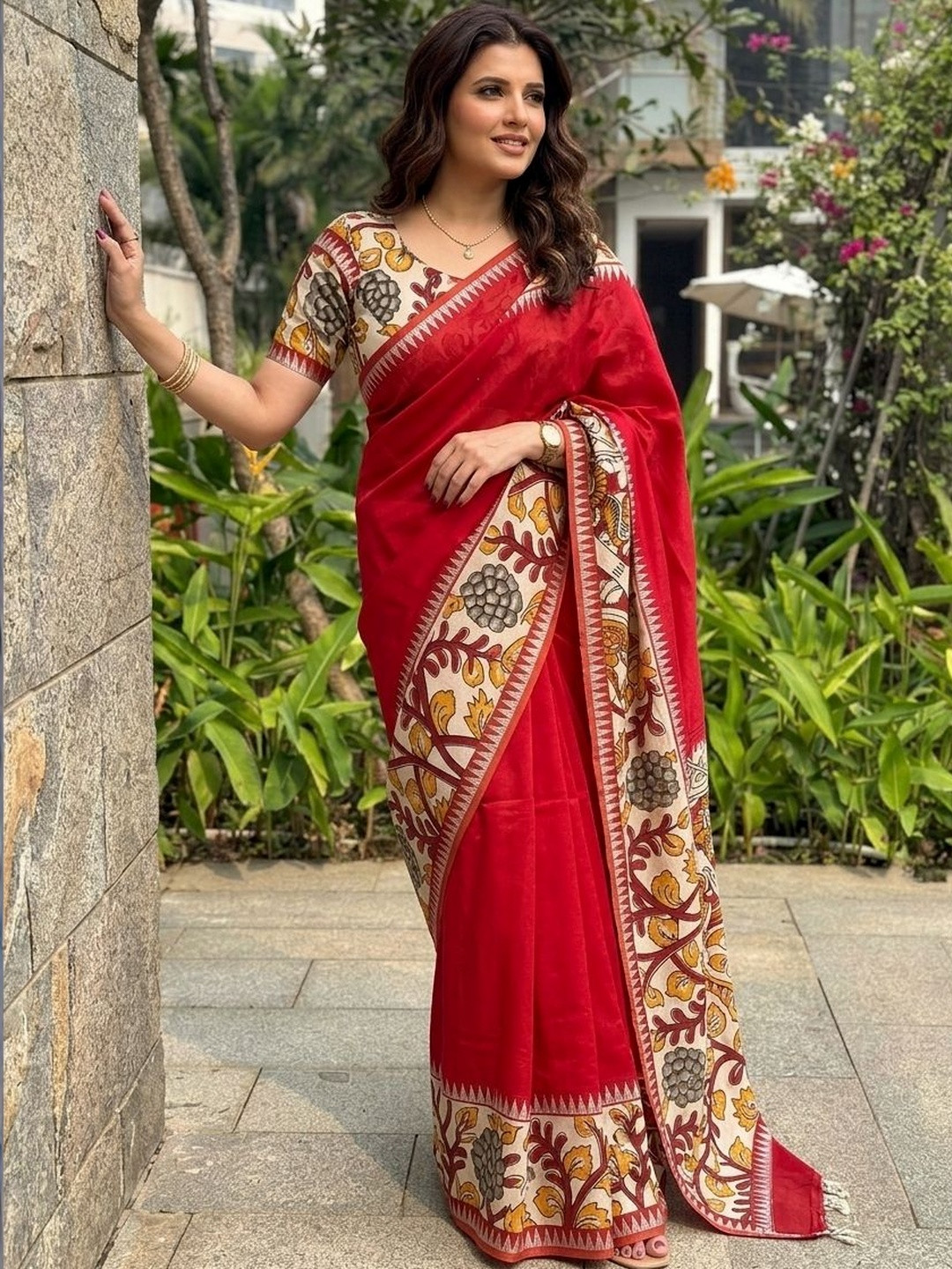 Sangria Kalamkari Zari Handloom Saree