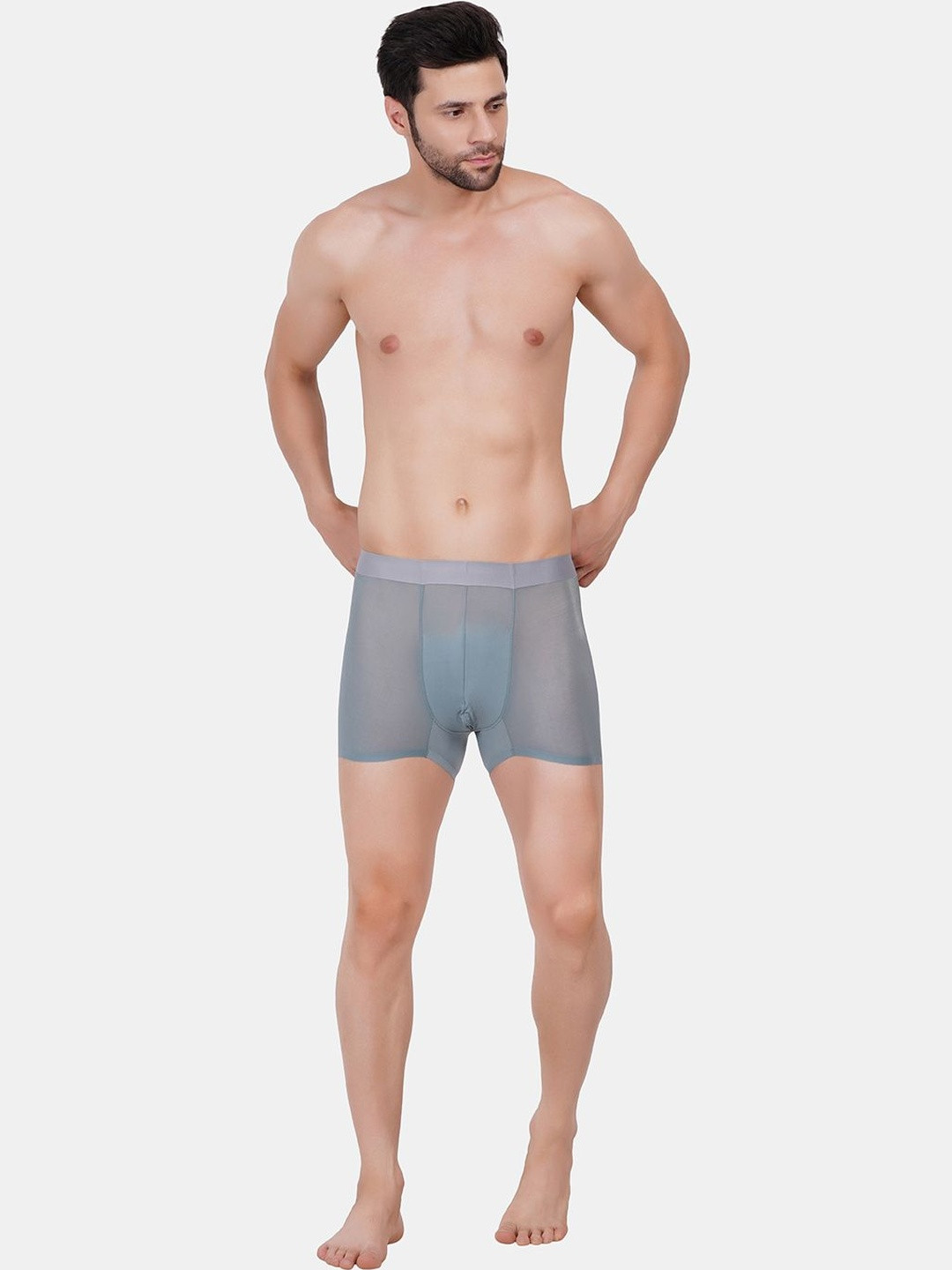 AMOUREUX Pack of 3 Long Trunks M7085_Blu_Grn_Bwn_L