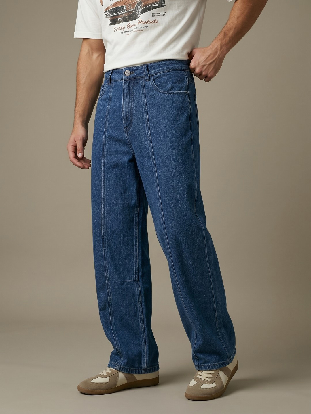 glitchez Men Wide Leg Pure Cotton Jeans