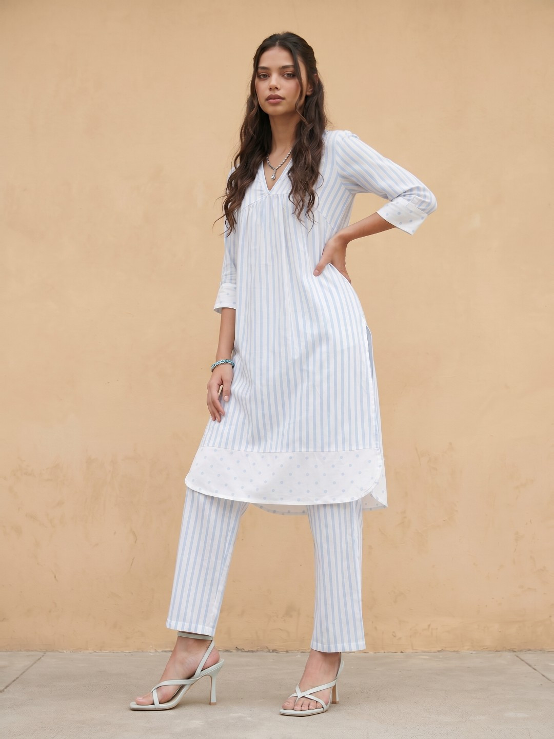 fusion by glitchez Striped Kurta Set