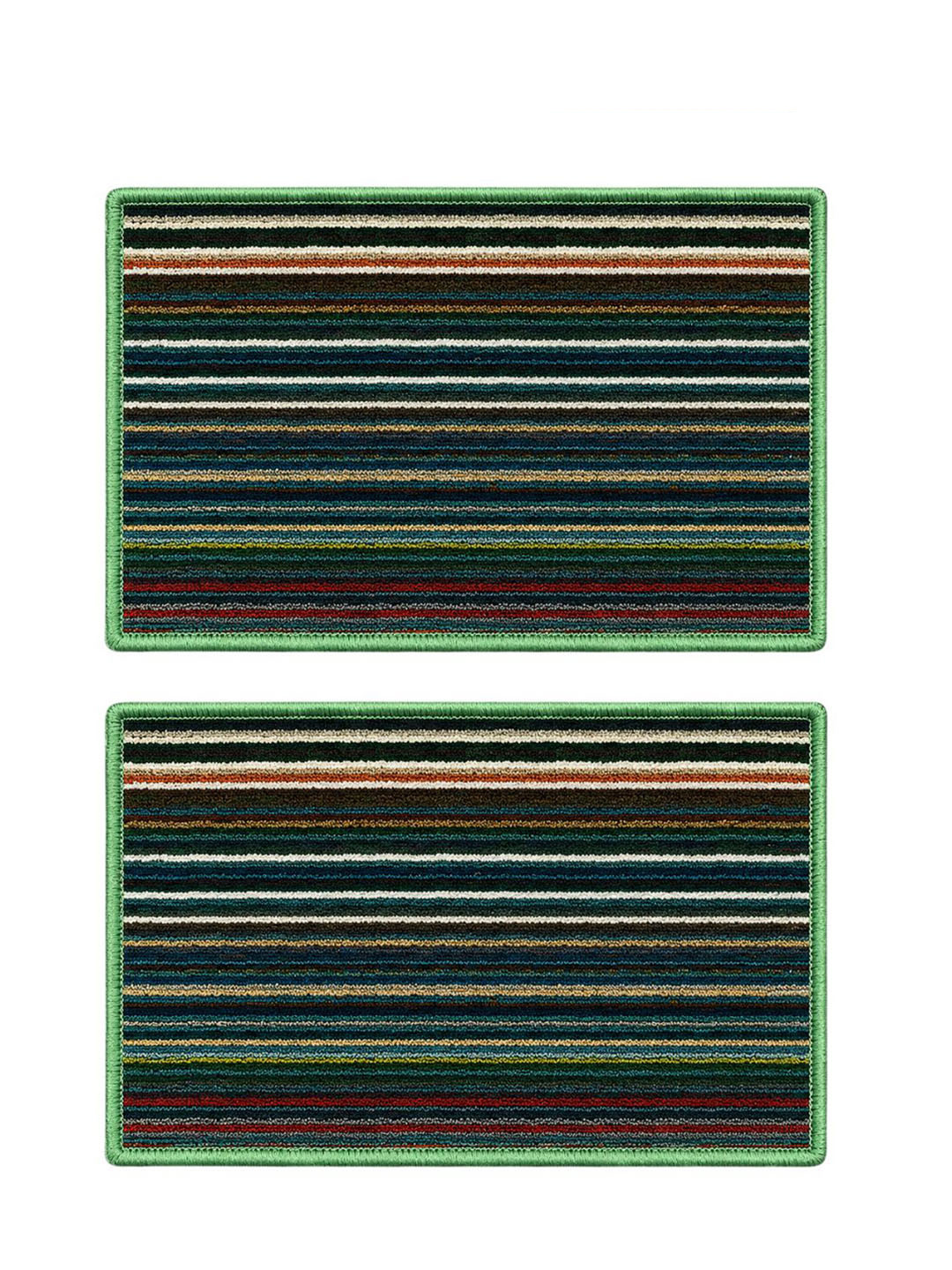 Status red & green striped anti-slip 2-pcs doormats