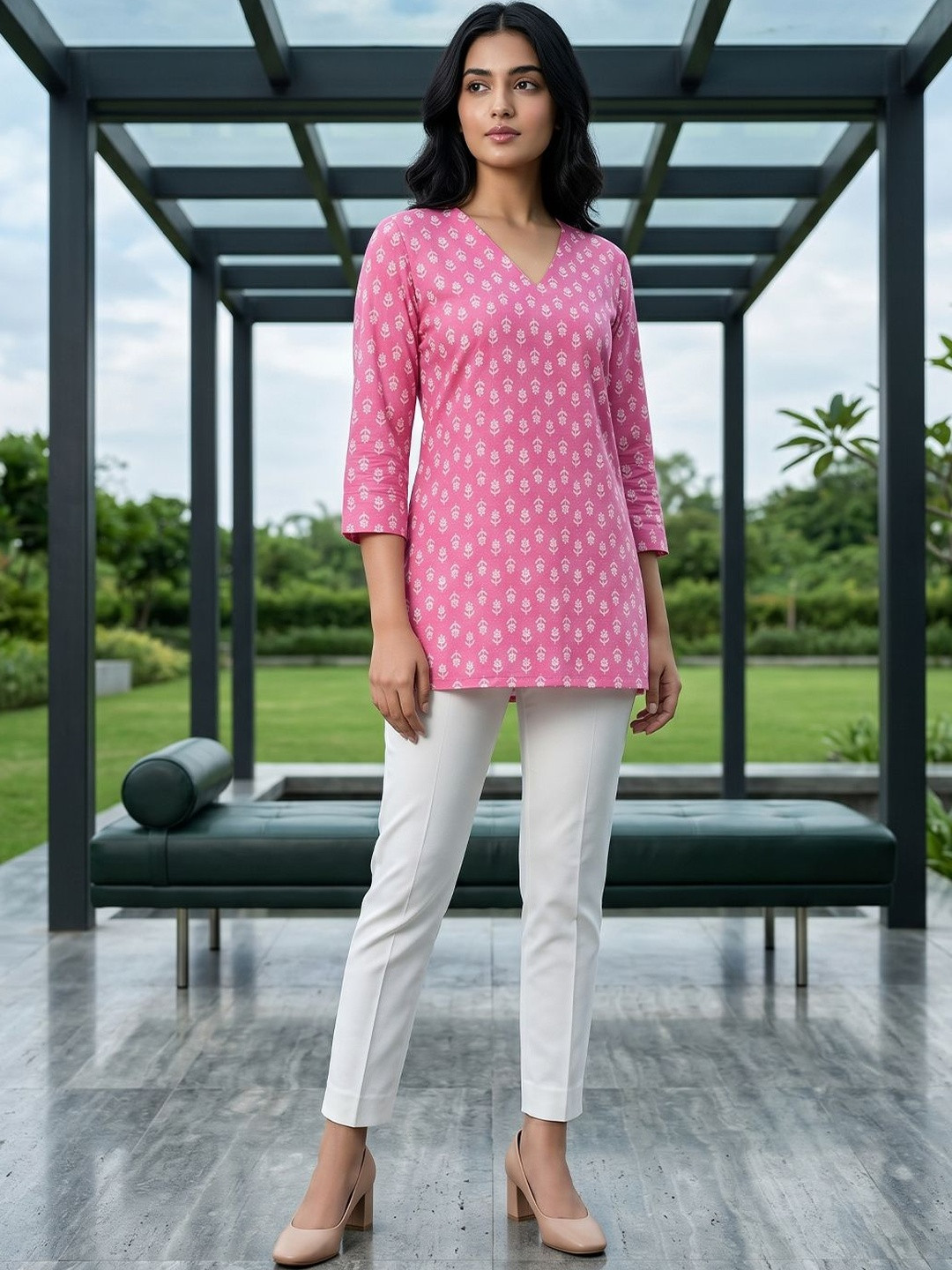 Varanga Women Printed Short KurtI
