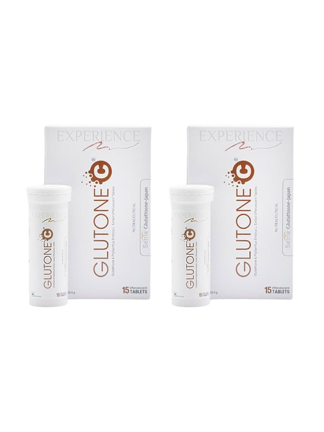 GLUTONE Set of 2 Glutone C Glutathione with Vit C for Skin Brightening - 15 Tablets Each