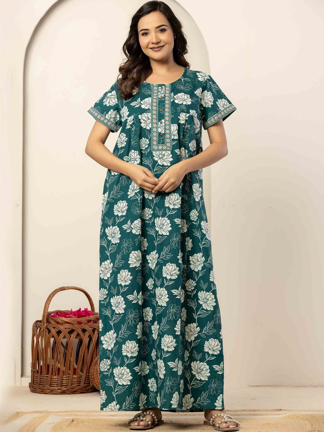 Nihsamah Printed Maxi Nightdress