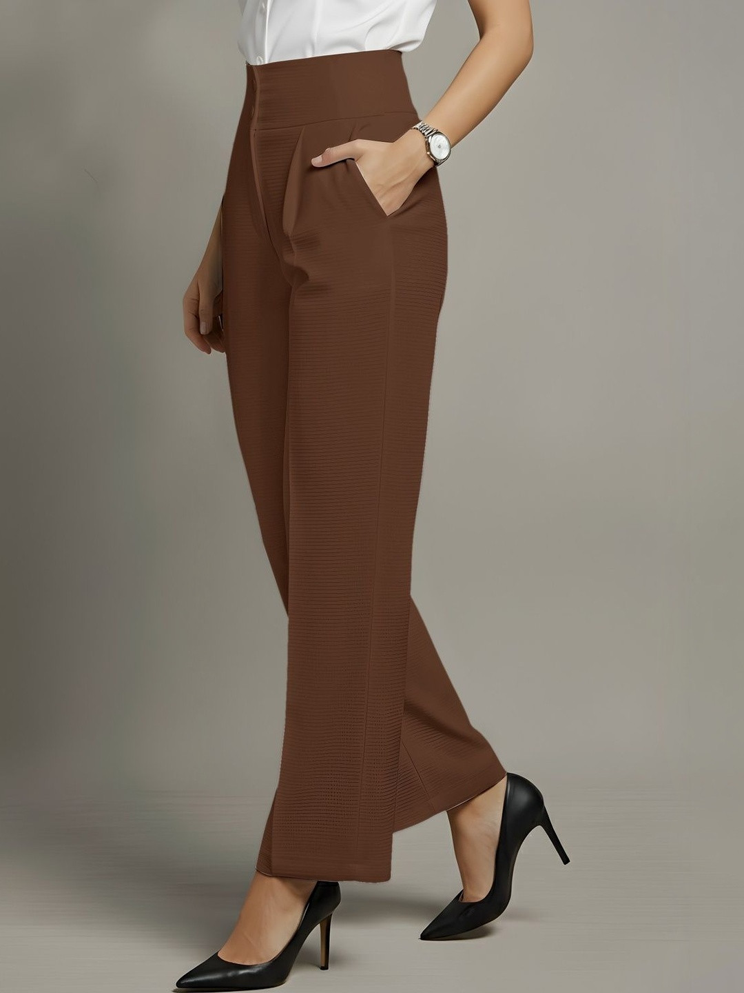NEXSUS Women Straight Fit Cotton Blend Trousers