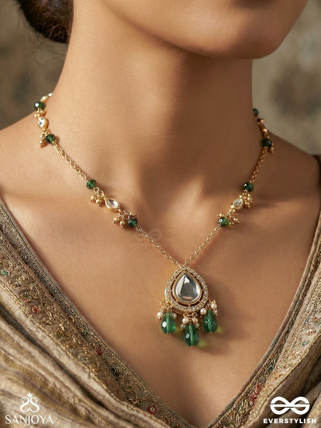 EVERSTYLISH Brass Gold-Plated Handcrafted Necklace