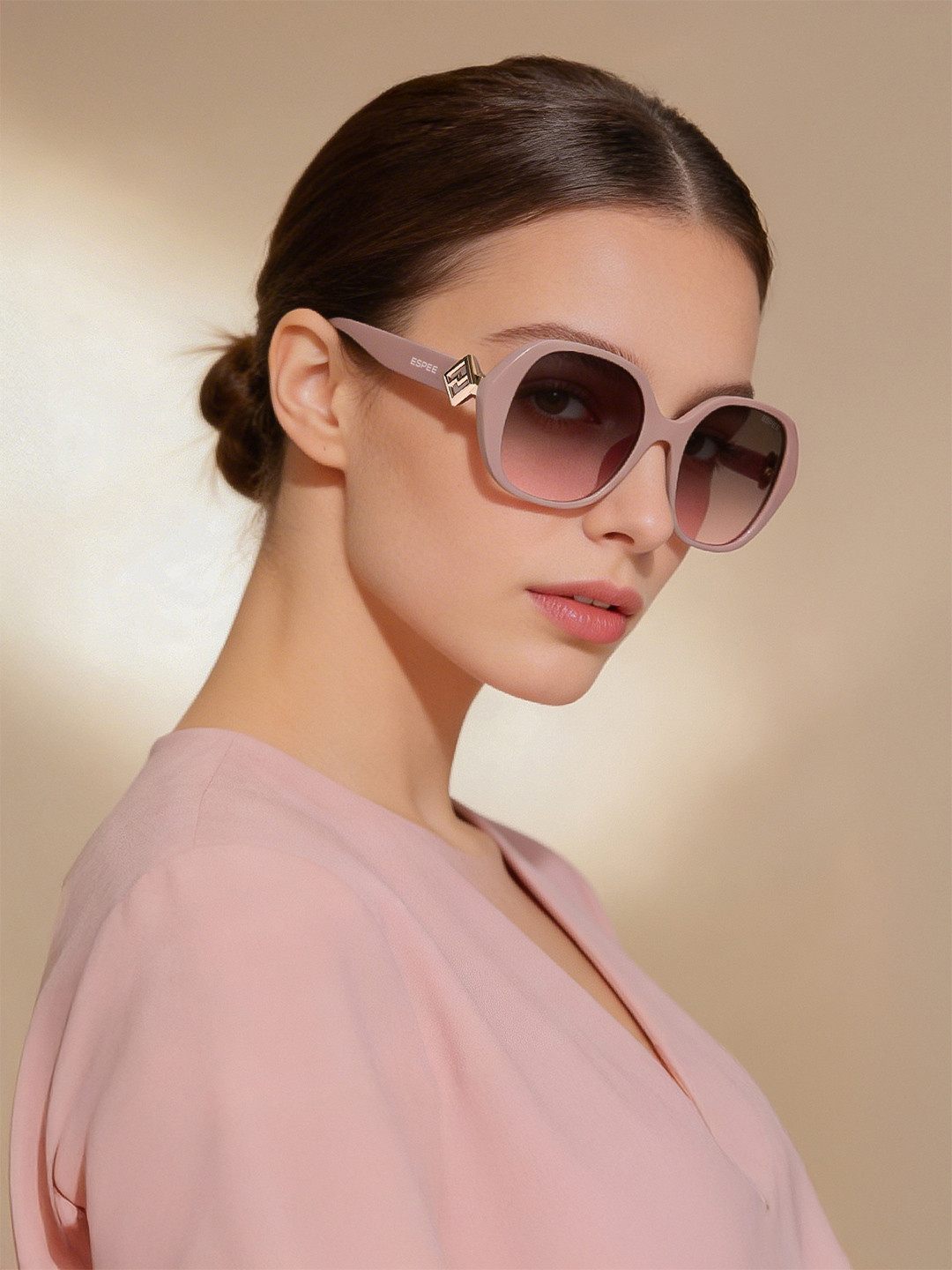 Espee Women Brown Lens and Beige Butterfly Full Rim Sunglasses with UV Protection