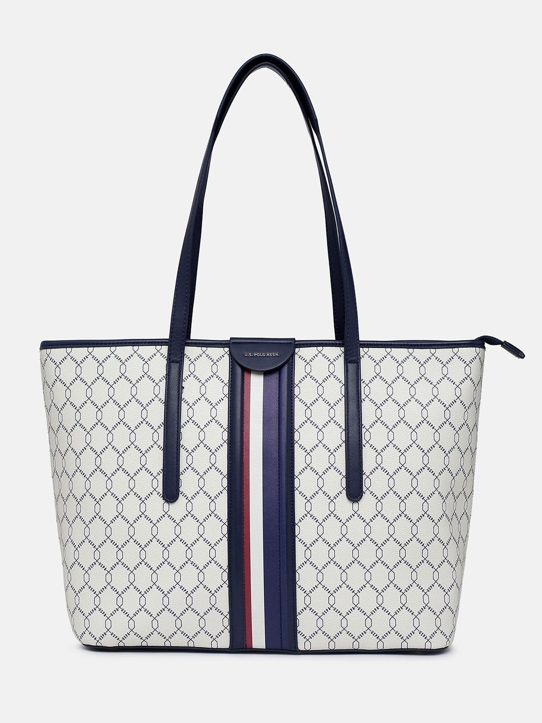 U.S. Polo Assn. Women Cami Navy Monogram Tote Handbag