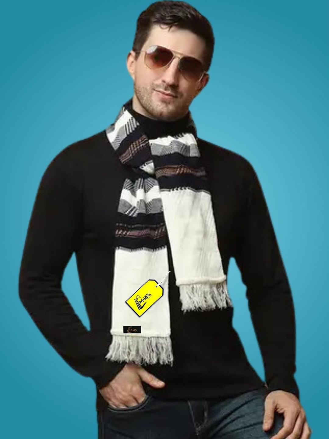 MHAX Men Striped Merino Wool Mufflers