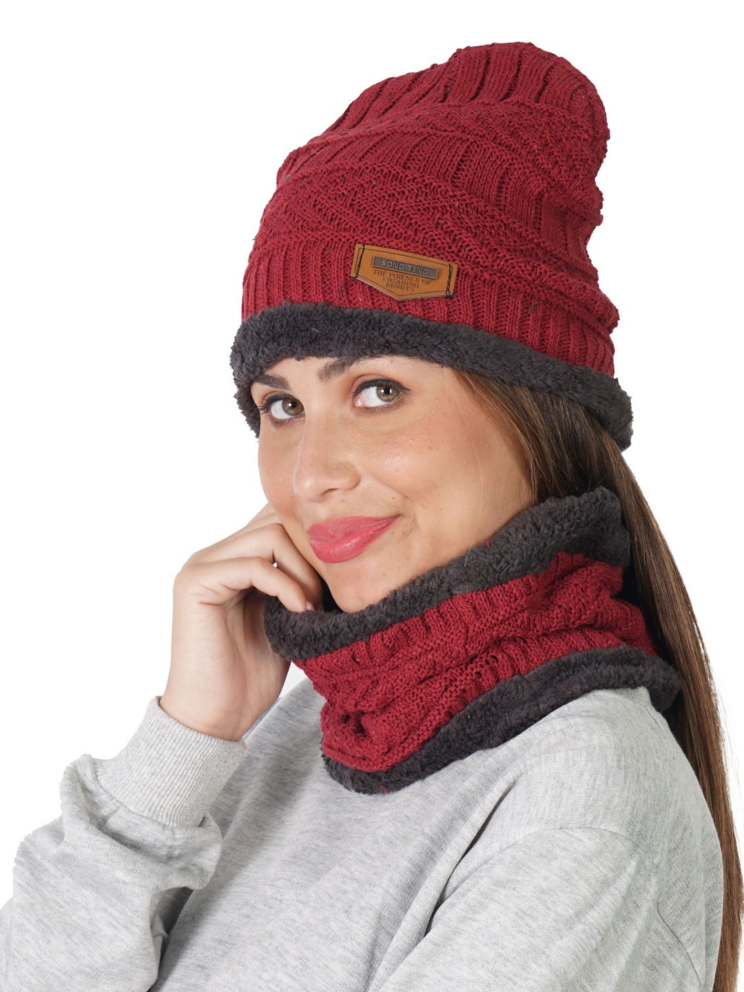 TEEMOODS Unisex Self Design Woollen Beanie
