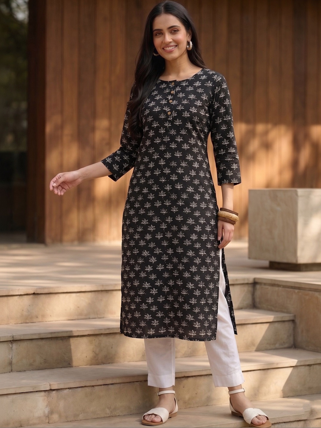 Maaesa Women Ethnic Motifs Printed Indie Prints Cotton Kurta