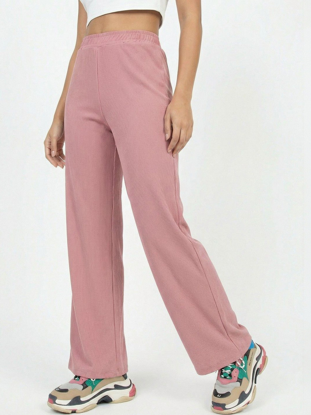 glitchez Women Textured Easy Wash Trousers