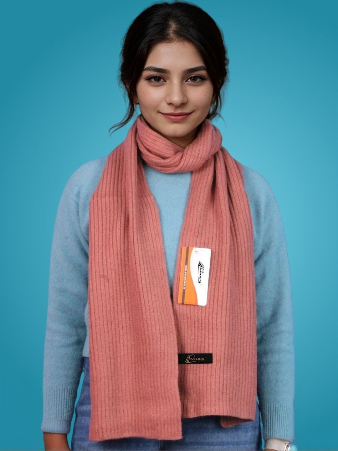 MHAX Women Ribbed Merino Wool Mufflers