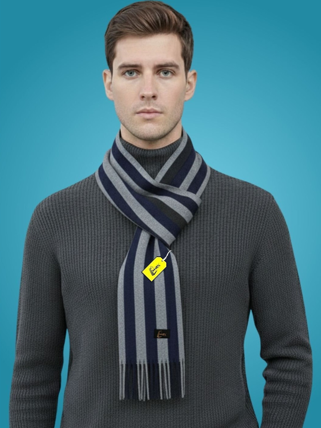 MHAX Men Striped Merino Wool Mufflers
