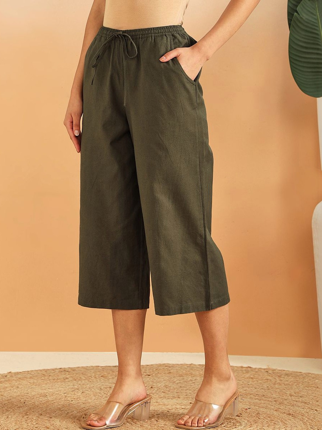 Fabindia Women High-Rise Culottes Trousers
