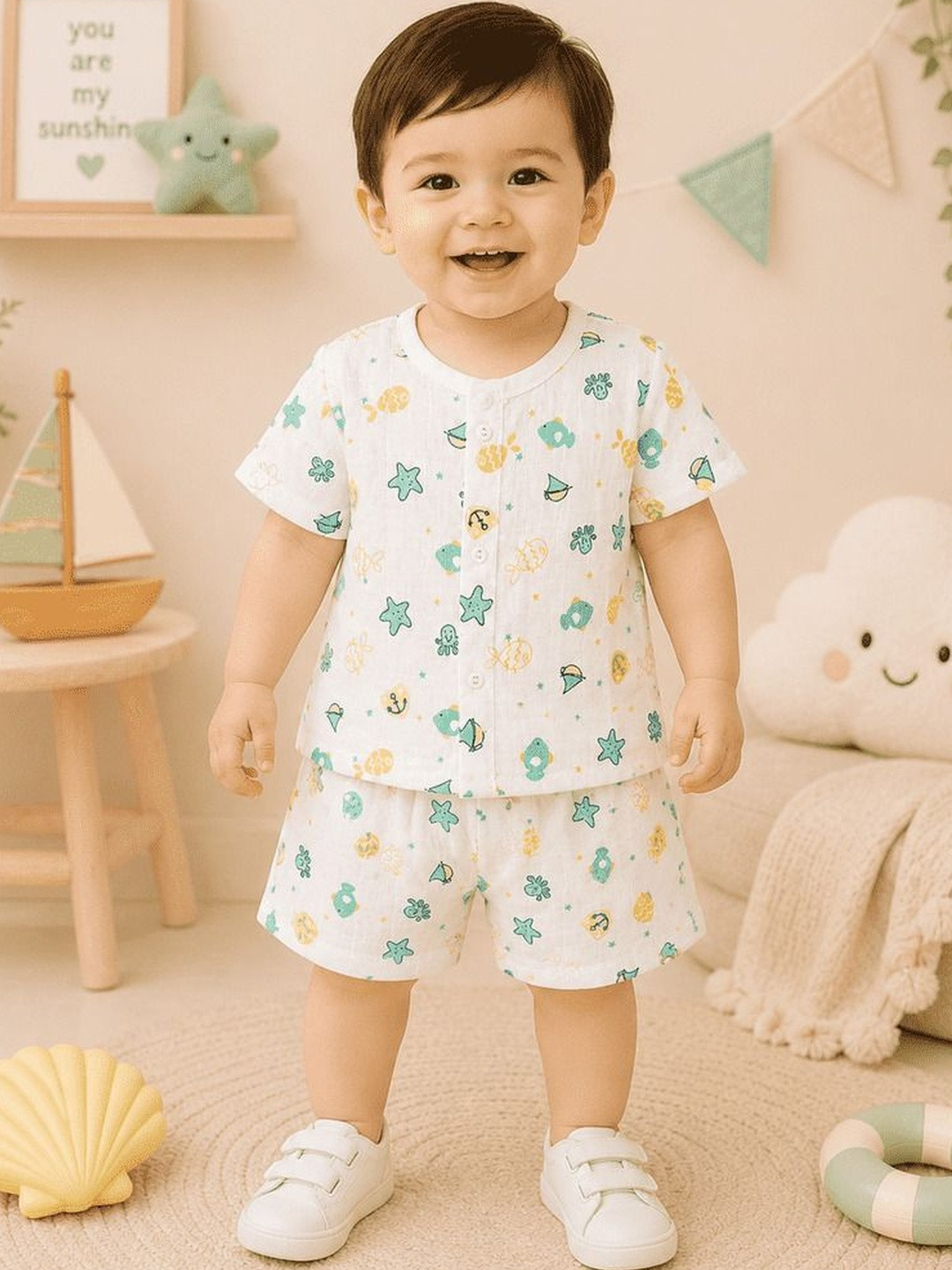 Cuddleloom Boys Printed T-shirt with Shorts