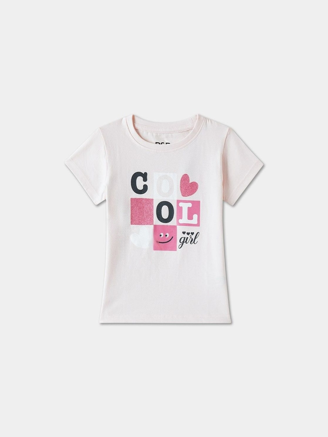 R&B Girls Typography Printed Pure Cotton Blend T-shirt